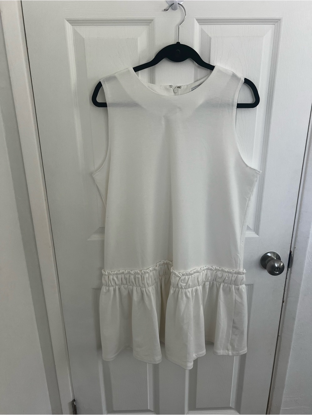 English‎ Factory White Sleeveless Mini Dress with Ruffle Hem